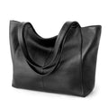 befen Soft Genuine Leather Tote Bag for Women Work with Zipper Slouchy Bags | Real Leather, Slouchy Shoulder Bag, Cup Holder, Travel Purse, Handbag for Daily & Travel, Zipper Tote Bag - color: Black