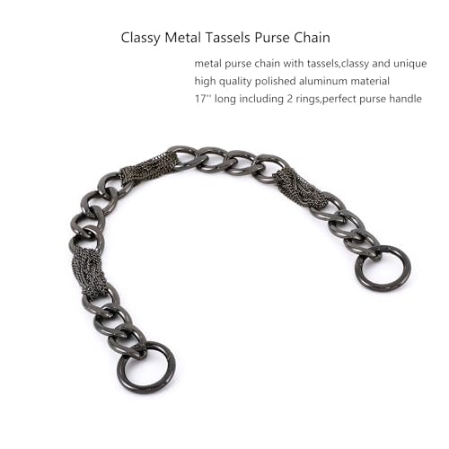 Yichain Classy Metal Tassels Bag Chains Purse Handles Shoulder Strap Replacement Charms Accessories (Black Big 17'') - color: Black Big 17''