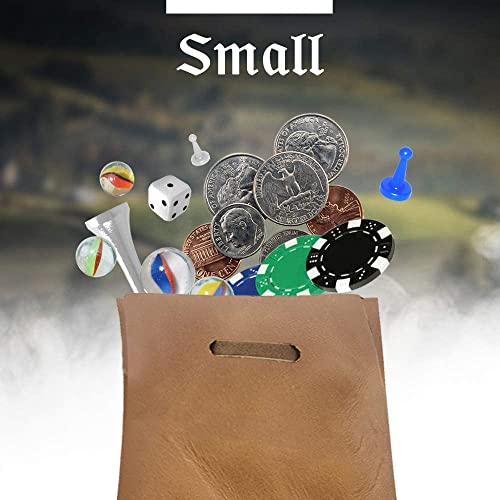 Leather Drawstring Pouch, Coin Bag, Medicine Tobacco Pouch Medieval Reenactment Made in U.S.A. by Nabob Leather Size 4.75" x 3" - color: Rustic Tan, style: Small
