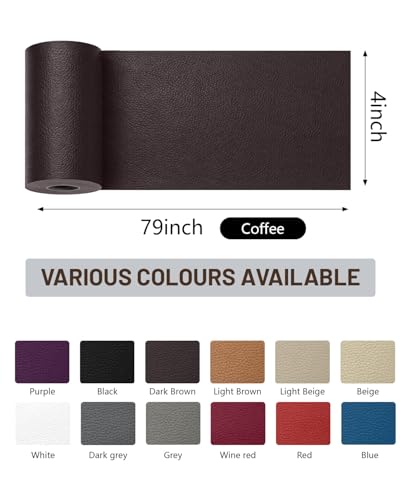 BOUYEER Leather Repair Patch Tape Kit,Self Adhesive Leather Repair for Sofa，Car Seat,Office Chair,Furniture,Jacket,Waterproof Strong Adhesive Vinyl Repair Kit. 4 in x 79 in,Coffee - color: Coffee, size: 4 in x 79 in