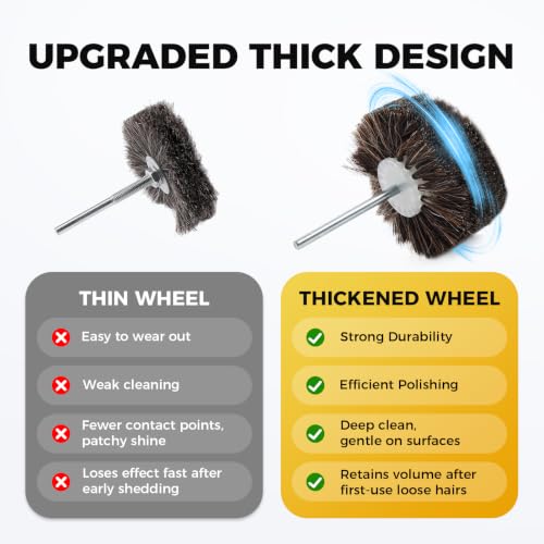 Bacar Horsehair Bunish Drill Brush for Waxing & Delicate Surface Polishing - style: Flat Head