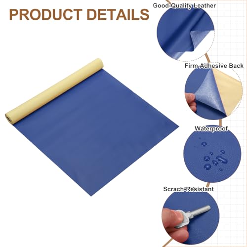 MECCANIXITY Leather Repair Patch 14"x54" Self-Adhesive Leather Vinyl Repair Tape Kit for Furniture Couches Sofa Chair Car Boat Seats Jackets, Dark Blue - color: Dark Blue