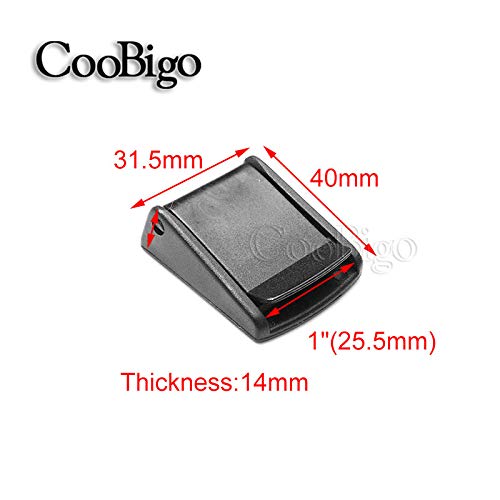 CooBigo 5pcs Webbing Cam Buckles Plastic Black Toggle Clip Backpack Straps - color: 1 Inch