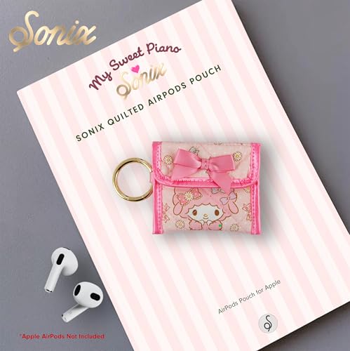 Sonix x Sanrio Quilted Earbud Pouch | Premium Cotton Bag Charm for AirPods, Keychain Storage Case Cover with Carabiner Ring | My Sweet Piano - color: My Sweet Piano