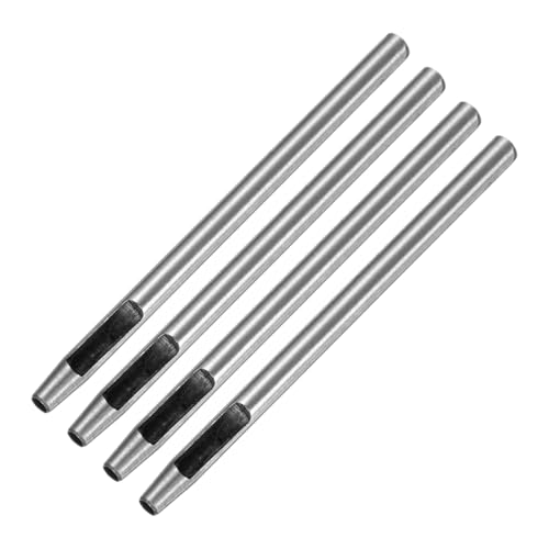 3.5MM Leather Hole Punch Tool [4PCS] - Metal Round Belt Hole Puncher Use for Leather Working & Belts & Watch Band & Paper & Plastic - [Silver Tone] Round Hollow Tools - size: 3.5mm