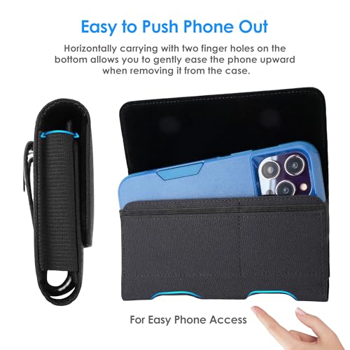 Mopaclle Nylon Cell Phone Holster for Samsung Galaxy S25 Ultra S24 Ultra,S23 Ultra,S22 Ultra, S21 Ultra,Note 20 Ultra A71 A23 A12 Moto G Stylus, Premium Phone Belt Holder with Belt Clip for Men - color: Nylon- Black, size: XL(6.85x3.6x0.75)