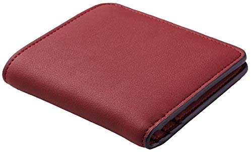 Toughergun Women’s Small Slim Leather Wallet with RFID Protection, Compact Bifold Mini Purse with Clear ID Window - color: 11 ReNapa Red Deep