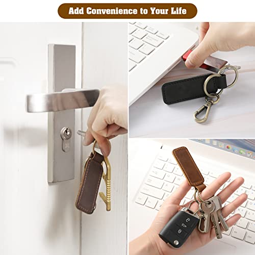 Jack&Chris Genuine Leather Car Keychain, Universal Key Fob Keychain, Leather Key Chain Holder for Men and Women, JC306 - color: Mix*7