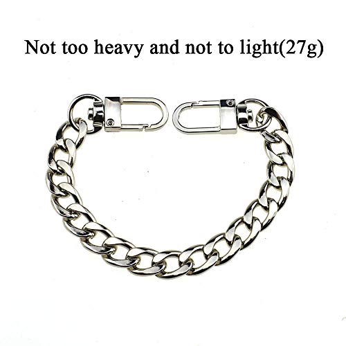 HAHIYO Purse Chain Strap 7.9 inches Bright Silver for Shoulder Cross Body Sling Purse Handbag Clutch Replacement Comfortable Flat 0.4' Wide Enough 2.4mm Extra Thick Metal 1 Pack - size: Bright Silver 7.9 inches