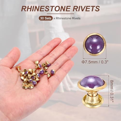 PATIKIL 7.5mm Turquoise Rapid Rivets, 30 Sets Leather Rivets Studs Rivet Double Cap Spikes Rivet for Leather Crafting for Decor Repair DIY Clothing Belts Bags Shoes, Purple - color: Purple