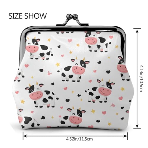 Kiss-lock Coin Purse for Women Change Purses Cute Small Coin Pouch Tiny Coin Wallet (Cute Funny Milk Cow) - color: Cute Funny Milk Cow