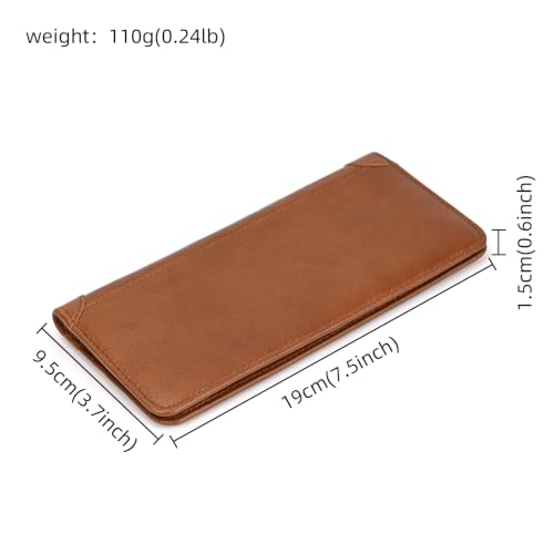 Vintage Genuine Leather Long Wallet for Men Women - color: 33-Brown