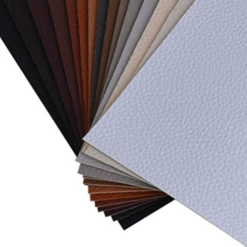15 Pieces A4 Size 8x12 Inch Dark Color 1.2MM Thickness Litchi Grain Texture Synthetic Faux Leather Fabric Sheets Cotton Back for Making Hair Bows, Earrings, Placemats,15 Color Each Color One Sheet
