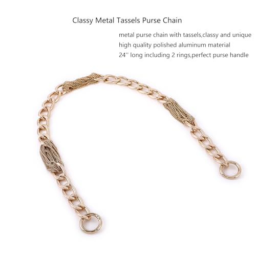 Yichain Classy Metal Tassels Bag Chains Purse Handles Shoulder Strap Replacement Charms Accessories (Gold Small 24'') - color: Gold Small 24''