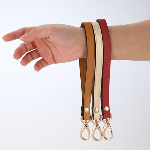 Genuine Leather Wristlet Strap - Universal Hand Lanyard Replacement - color: Gold - Brown