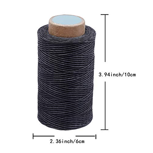 284Yards Leather Sewing Waxed Thread, 0.8mm Waxed Thread for Bookbinding | Waxed Thread for Bookbinding, Upholstery Thread Heavy Duty, Wax String for Leather Craft DIY/Bookbinding/Shoe Repairing - color: Dark Gray