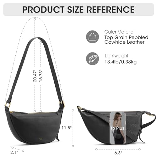 Kattee Leather Crossbody Purses for Women, Small Sling Bag, Women's Shoulder Handbags with Adjustable Strap - color: Black