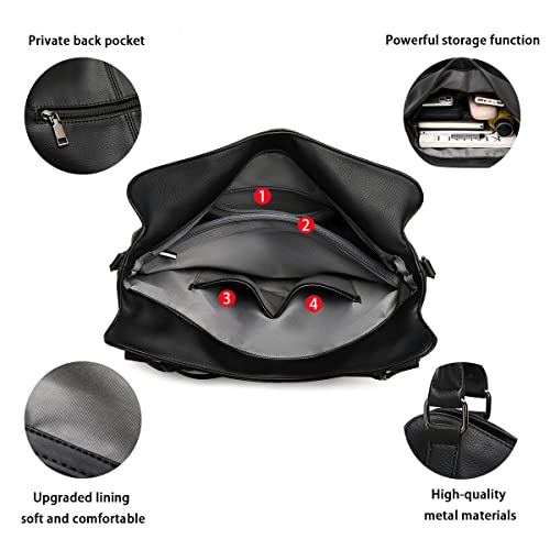 lapsting Hobo Bags for Women Handbags Purse Ladies Boho Shoulder Bag Crossbody Purses Faux Leather - color: I - 15inch Black - Black Metal