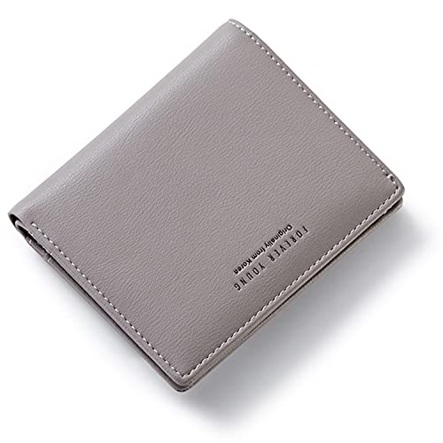 Women Wallets Small Bifold Leather Pocket Wallet Ladies Mini Short Purse - color: Grey