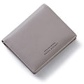 Women Wallets Small Bifold Leather Pocket Wallet Ladies Mini Short Purse - color: Grey