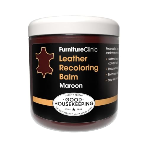 Furniture Clinic The Original Leather Recoloring Balm | Maroon Leather Dye | Repair Scratched, Faded, & Worn Leather | Restore Your Leather Couches, Sofas, and Furniture | 250 ml / 8.5 fl oz - color: Maroon, size: Balm