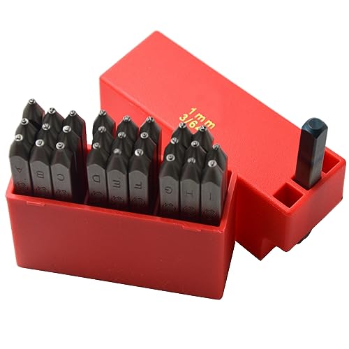 36pcs Heavy Duty Steel Stamp Uppercase Letter and Number 3/64 1mm Hand Stamping Character Mark Code Alphabet Punch Kit for Metal Jewelry Crypto Plate Leather - size: 1mm Number&Letter