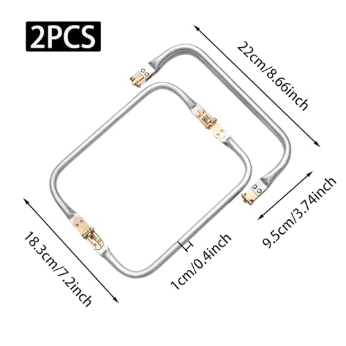 Mormchlots 2Pcs 8.7 Inch Metal Purse Frame | Rectangle Lock Frame Purse Hardware Kiss Lock Clasp Bag Frame, U-Shaped Handle for DIY Bag Making/Sewing Clutch Crafts - size: 8.7inch