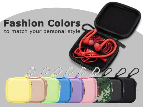 Ginsco Mini-Portable Hard Shell Square Earbuds Case for Apple EarPods/Samsung Galaxy Wired/Wireless Earbuds, Cell Phone Accessories Organizer with Carabiner for Earphones - color: Green, size: Slim