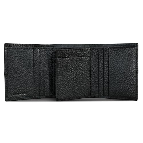 Eddie Bauer Men Signature Trifold Wallet - color: Rugged Leather - Black