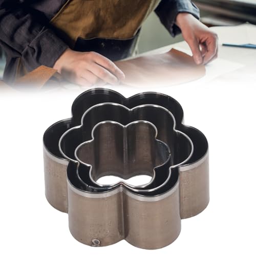 Leather Punch Die Set, 3 Pieces Flower Shape Puncher for Leather Crafting, Durable Craft Tool for DIY Projects
