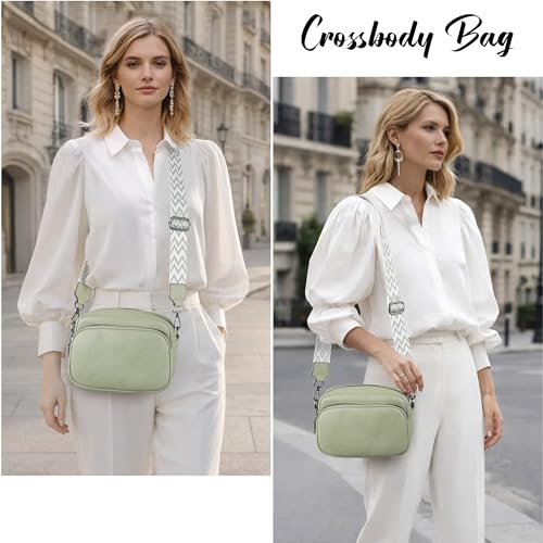 TANTOMI Small Crossbody Bag for Women, Vegan Leather Handbags Shoulder Bag for Travel, Cross Body Purse with Adjustable Strap - color: 2-light Green
