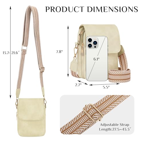 Fashion Small Crossbody Bags for Women Trendy Designer Cell Phone Purses - color: Beige