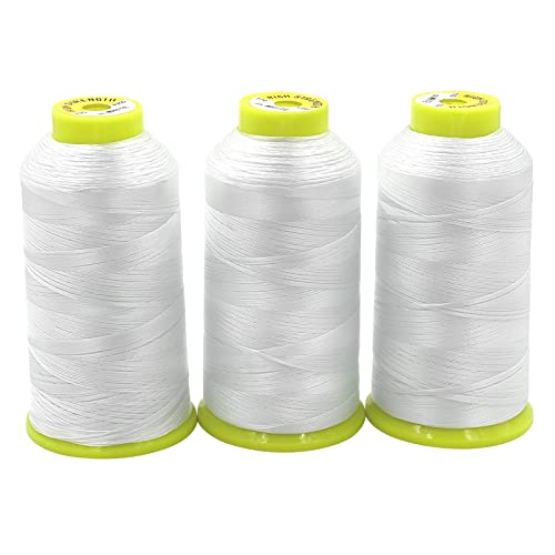 Tortoise 3 Cones Heavy Duty Thread of 2000 Yards Each Spool UV Resistant High Strength Thread # 69 T70 Size 210D/3 for Upholstery,Leather,Purses,Outdoor,Beading,Canvas Color White - color: White