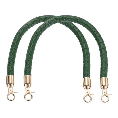 PATIKIL 2 Pcs Braided Purse Straps, 15.7 Inch Leather PU Braided Purse Replacement Handle with Metal Buckles for Handbag Underarm Bags Tote, Green - color: Green