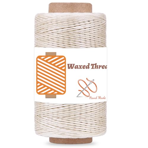 Qmnnma Waxed Thread 284 Yards, Leather Sewing Waxed Thread Cord (Off-White) - color: Off-white