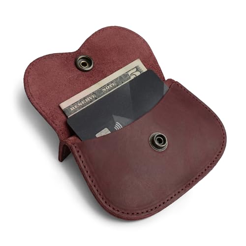 Hide & Drink, Cat Shape Wallet Handmade from Full Grain Leather - Sangria - color: Sangria