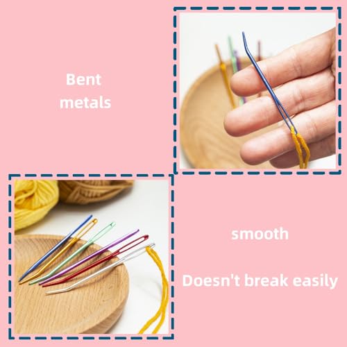Hilsayum 25 Pcs Yarn Needles Set, Curved Darning Needles for Yarn,Plastic Yarn Needles Large Eye Sewing Needles Bent Tapestry Needle Weaving Needle with Box (25)
