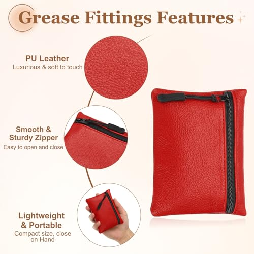 Full Grain Leather Coin Purse, Small Coin Purse with Zipper Portable Card Holder, 4.7in & Red & PU Leather -Fitting for (Change Purse Credit Card Key Keychain Pouch Wallet) - color: Red