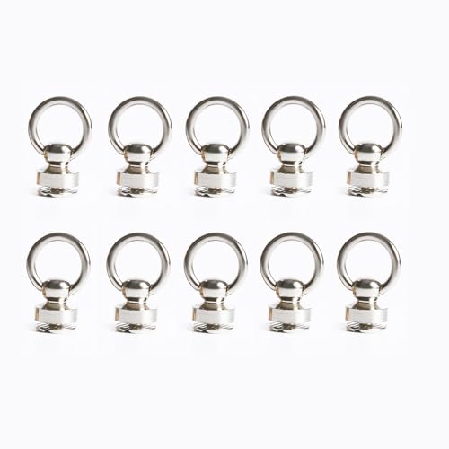 dophee 10PCS Solid Brass O-Ring Rivet Studs for Leather Craft, Silver | 360 Degree Rotatable Head Spikes Buttons for Phone Shell Purse Handbag Making - color: Silver