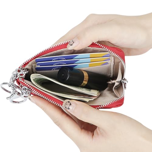 Royal Bagger Women's Genuine Leather RFID Coin Purse for Women, Multi-Zipper Clutch Wallet with Keychain & Wristlet 1903 (Coffee) - color: Coffee