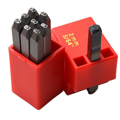 9pcs Heavy Duty Steel Stamp Uppercase Numbers 5/64 2mm Hand Stamping Serial Mark Code Alphabet Punch Kit for Jewelry Metal Sheet Plate Mold Die Making - size: 2mm Number