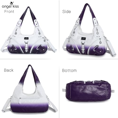Angelkiss Hobo Purses and handbags for Women Satchel Handbag Women Purses Large Daily Shoulder Bags - color: 7028purple