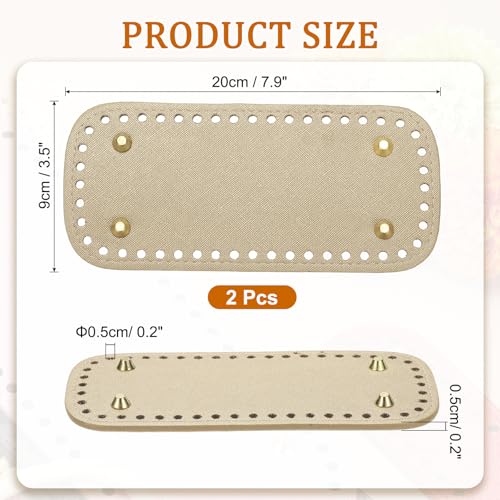 PATIKIL 7.9 x 3.5inch Leather Bag Bottom, 2 Pcs PU Leather Bag Bases Purse Making Knitting Rectangle Crochet Bottom Shaper Pad with Holes Durable for Crochet DIY Handbag Tote, Gold - color: Gold