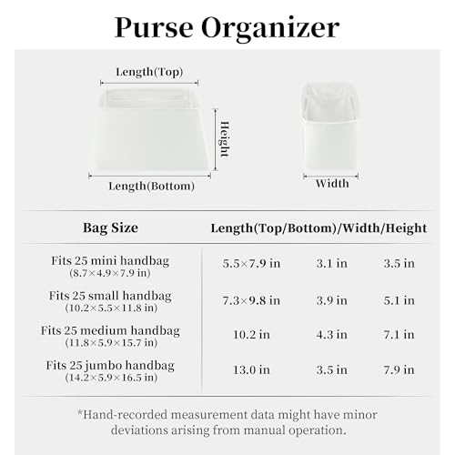 Satin Purse Organizer for Chanel 25 Bag Medium, Blanc - color: Blanc, size: 25 Handbag Medium