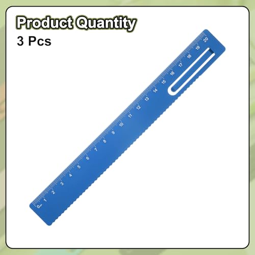 HARFINGTON 3pcs Straight Ruler 20cm Metric Metal Aluminum Alloy Measuring Bookmark Clip Rulers Scale Tool for Measure Study Reading Classroom Office, Blue - color: Blue, size: 20cm