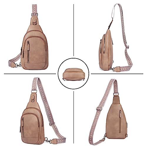 CLUCI Crossbody Bags for Women Men,Leather Sling Bag Cross Body Backpack for Woman Gifts for Women Birthday Unique - color: 1 Light Brown