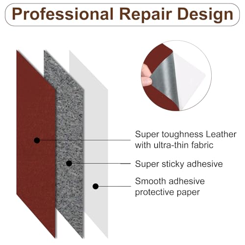 Numola Leather Repair Patch, 8×11 Inch Self-Adhesive Dark Red | Vinyl Repair Tape; Fixes Scratches, Holes, And Tears; Ideal For Couch, Car Seat, Sofa, Chair, Diy Upholstery; First-Aid - color: Dark Red, size: 8×11inch