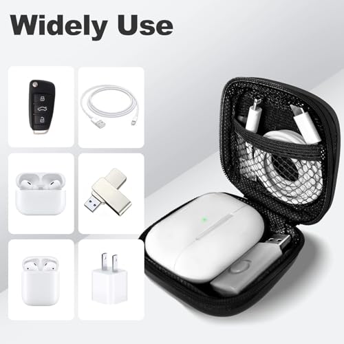 Square + Round Earbud Case Portable EVA Carrying Case Storage Bag Cell Phone Accessories Organizer with Carabiner for Earphone, Earbud, Earpieces, SD Memory Card, Camera Chips,Black - color: A6-Black