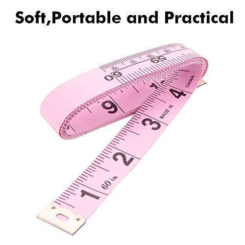 VAXATO 2PCS Measuring Tape for Body,Soft Tape Measure for Body Sewing Fabric Tailor Cloth Craft Measurement，60 Inch/1.5M Pink Retractable Dual Sided Measure Tape Set