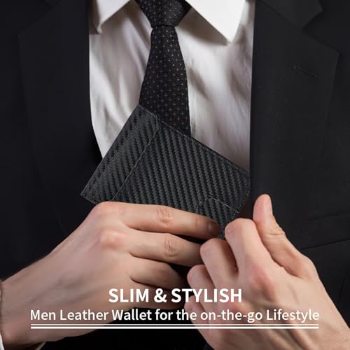 FALAN MULE Slim Wallet for Men Rfid Blocking Leather Minimalist Front Pocket Mens Wallet - color: Mb-Black